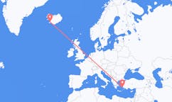 ギリシャのレロス島から、アイスランドのレイキャビク行きフライト