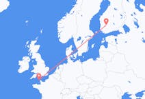 Flyrejser fra Alderney, Guernsey til Tampere, Finland