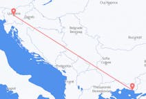 スロベニアのリュブリャナからから、ギリシャのアレクサンドルポリまでのフライト