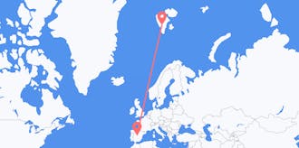 Flights from Svalbard &amp; Jan Mayen to Spain