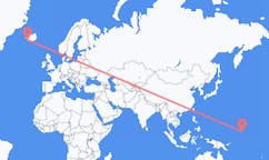 Flights from the city of Kosrae, Micronesia to the city of Reykjavik, Iceland
