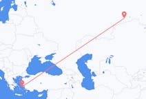 Vols depuis la ville de Kourgan (Oblast de Kourgan) vers la ville d'Icarie