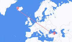 Flyg från Reykjavík, Island till Sivas, Turkiet