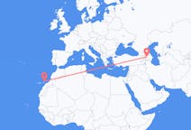 Vluchten van Gəncə, Azerbeidzjan naar Lanzarote, Spanje