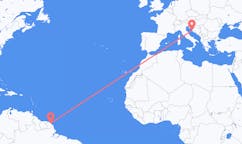 Flyrejser fra Cayenne, Frankrig til Zadar, Kroatien