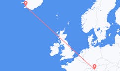 Flyg från staden Reykjavik, Island till staden Innsbruck, Österrike