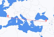Flyg från Erzincan, Turkiet till Lourdes (kommun i Brasilien, São Paulo, lat -20,94, long -50,24), Frankrike