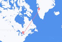 カナダのトロントからから、グリーンランドのカンゲルルススアークまでのフライト