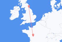Flights from Poitiers, France to Durham, England, the United Kingdom