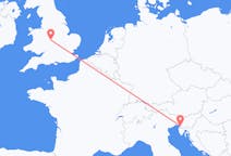 Vluchten van Birmingham, Engeland naar Triëst, Italië