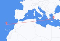 ギリシャのカリムノス島から、ポルトガルのフンシャルまでのフライト