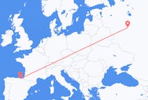 ロシアのモスクワからから、スペインのビルバオまでのフライト