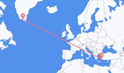 Flyg från Narsaq, Grönland till Kos, Grekland