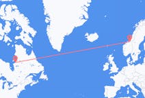 出发地 加拿大库朱瓦拉皮克目的地 挪威特隆赫姆的航班