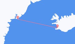 Fly fra byen Reykjavik, Island til byen Kulusuk, Grønland