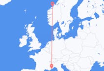 Flyreiser fra Kristiansund, Norge til Nice, Frankrike