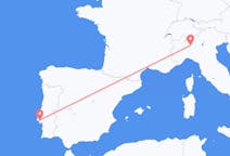 イタリアのミラノから、ポルトガルのリスボンまでのフライト