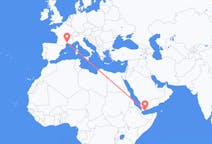 Flyrejser fra Aden til Montpellier