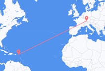 Flyrejser fra Nedre Prinsens Kvarter, Sint Maarten til Friedrichshafen, Tyskland