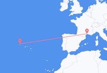 Fly fra Montpellier til Corvo Island