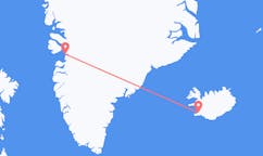 Fly fra byen Reykjavik, Island til byen Ilulissat, Grønland