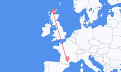 Flyg från Carcassonne, Frankrike till Inverness, Skottland