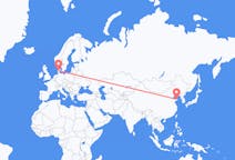 Flyreiser fra Yantai, Kina til Billund, Danmark