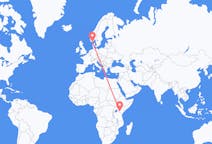 Flyrejser fra Nairobi, Kenya til Kristiansand, Norge