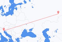 Fly fra Tjeljabinsk til Venedig