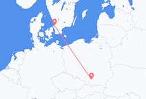 Flights from Kraków in Poland to Ängelholm in Sweden