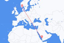 Flights from Jizan, Saudi Arabia to Kristiansand, Norway