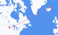 Fly fra byen Sioux Falls, USA til byen Akureyri, Island