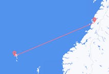 フェロー諸島のソルヴァーグルから、ノルウェーのモショーエンまでのフライト
