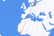 Flyg från Monrovia, Liberia till Kalmar, Sverige