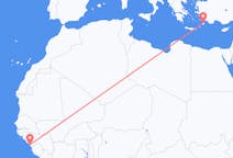 Flyreiser fra Conakry, til Rhodes