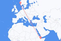Flyreiser fra Jijiga, Etiopia til Stavanger, Norge