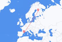 Fly fra Kajaani til Barcelona