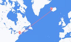 Flyreiser fra byen Westchester County, USA til byen Reykjavik, Island