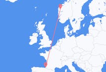 出发地 挪威出发地 桑丹目的地 法国比亚里茨的航班
