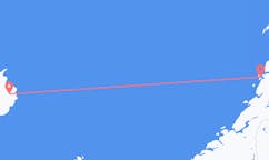 航班从挪威桑内舍恩市到埃伊尔斯塔济市，冰岛塞尔
