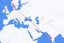Flyreiser fra Mangalore, India til Kristiansand, Norge