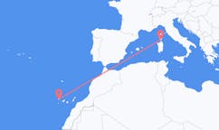 Vluchten van Figari, Frankrijk naar La Palma (ort i Mexiko, Guanajuato, Salamanca), Spanje