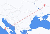 イタリアのナポリからから、ウクライナのハリコフまでのフライト