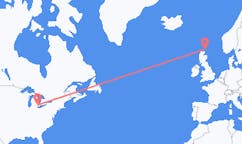 Flyreiser fra Detroit, USA til Kirkwall, Skottland