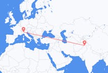 Flyreiser fra Saidu Sharif, Pakistan til Milano, Italia