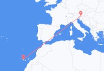 Flyreiser fra Klagenfurt, Østerrike til Santa Cruz de Tenerife, Spania