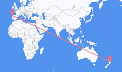 出发地 新西兰瓦卡塔尼目的地 西班牙圣地亚哥 － 德孔波斯特拉的航班