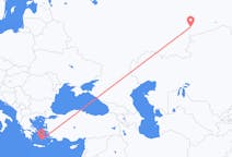 Fly fra Tsjeljabinsk til Santorini
