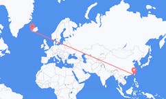 航班从台湾高雄市市到雷克雅维克市，冰岛塞尔