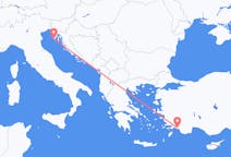 Vluchten van Pula, Kroatië naar Dalaman, Turkije